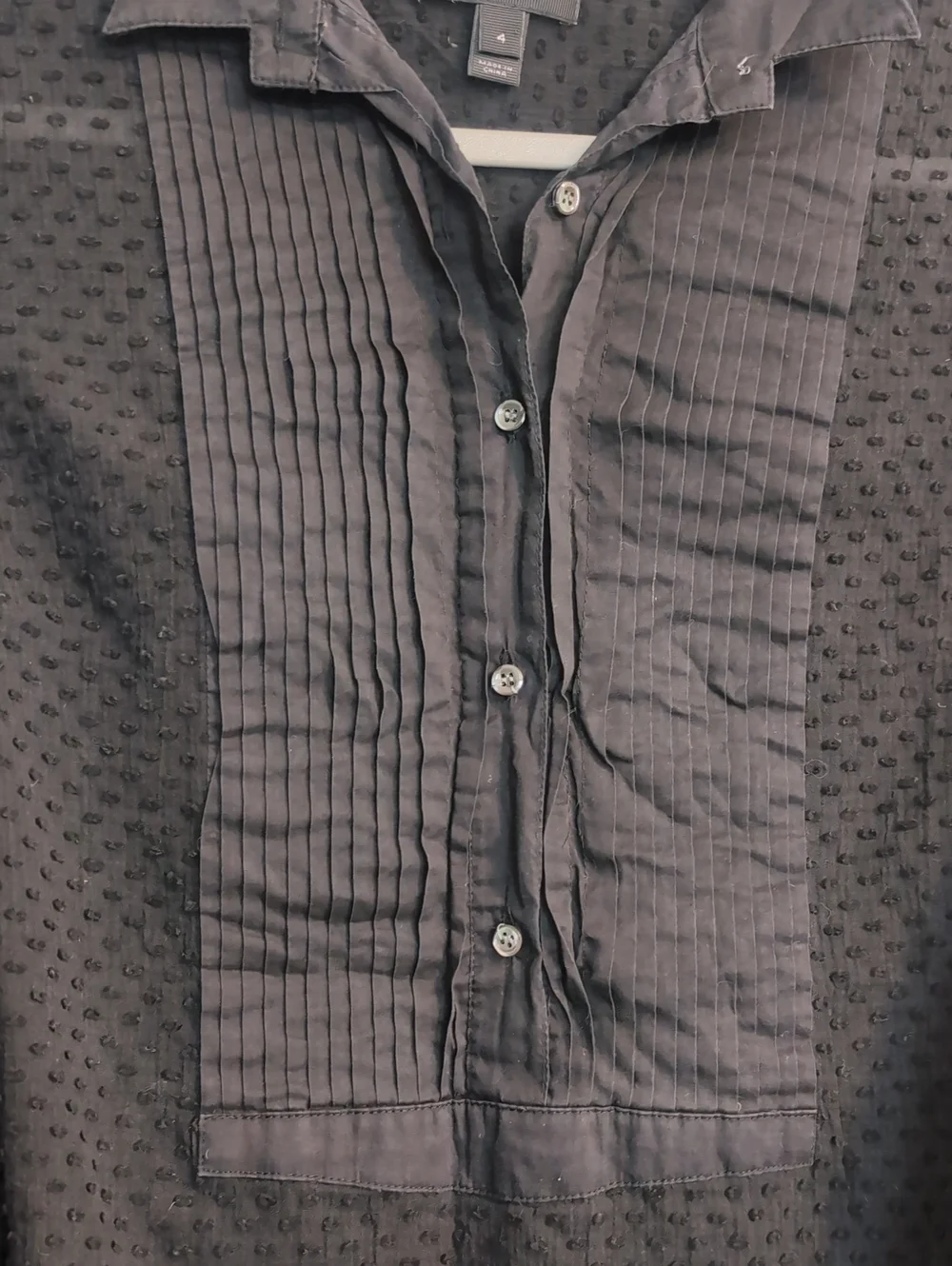 J. Crew 100% Cotton Black Textured Sheer Button-Front Shirt